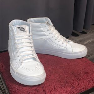 barely worn leather high top VANS